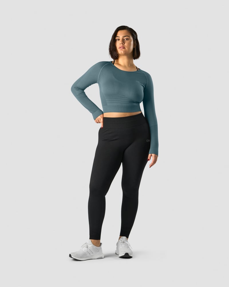 define seamless ls crop top jungle green wmn