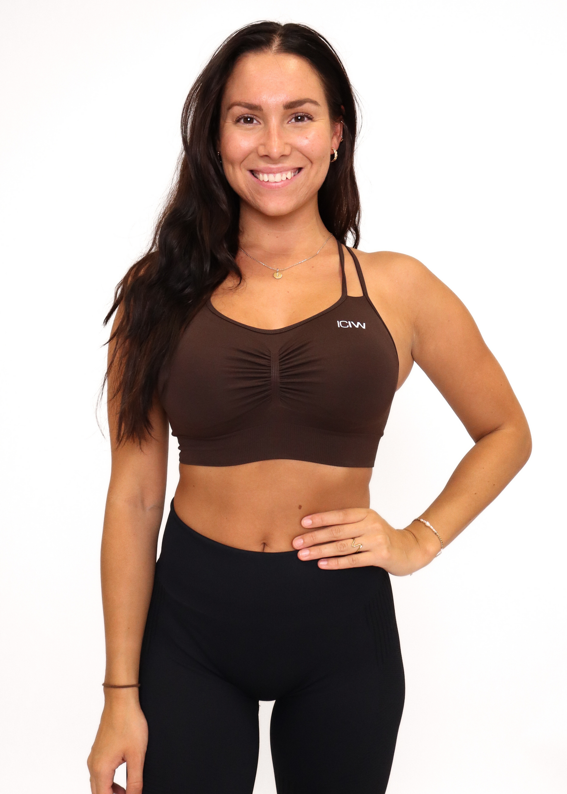 Define Seamless Scrunch Sports Bra - Dark Brown - for kvinde - ICANIWILL - Sports BH