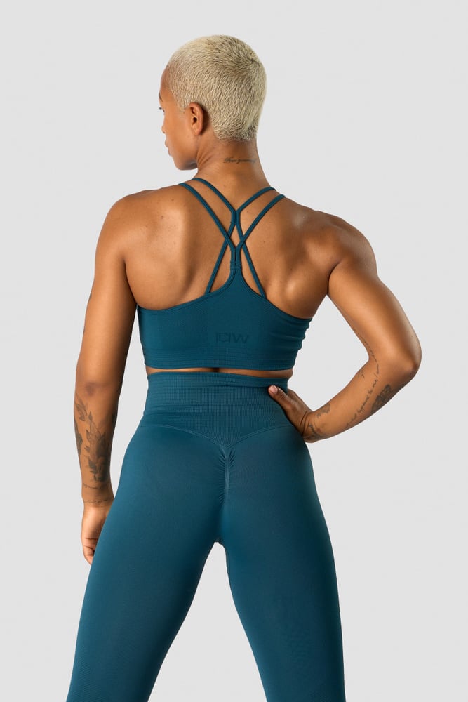 define seamless scrunch sports bra dk teal