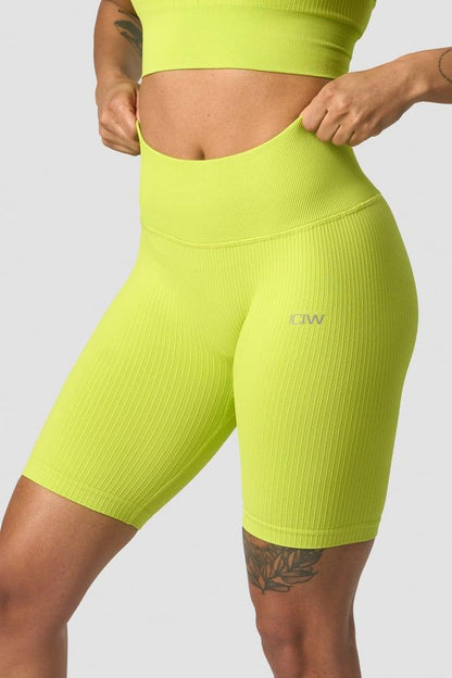 ICANIWILL - Ribbed Define Seamless Biker Shorts - Lime Green