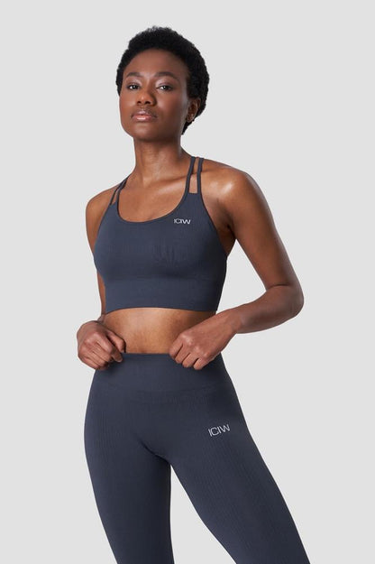 ICANIWILL - Ribbed Define Seamless Sports Bra - Smokey Blue