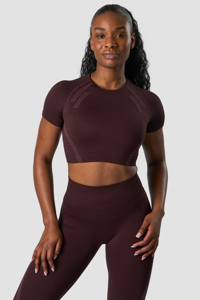 impact seamless cropped t-shirt burgundy