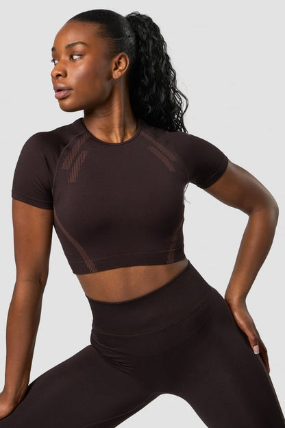 impact seamless cropped t-shirt dark brown