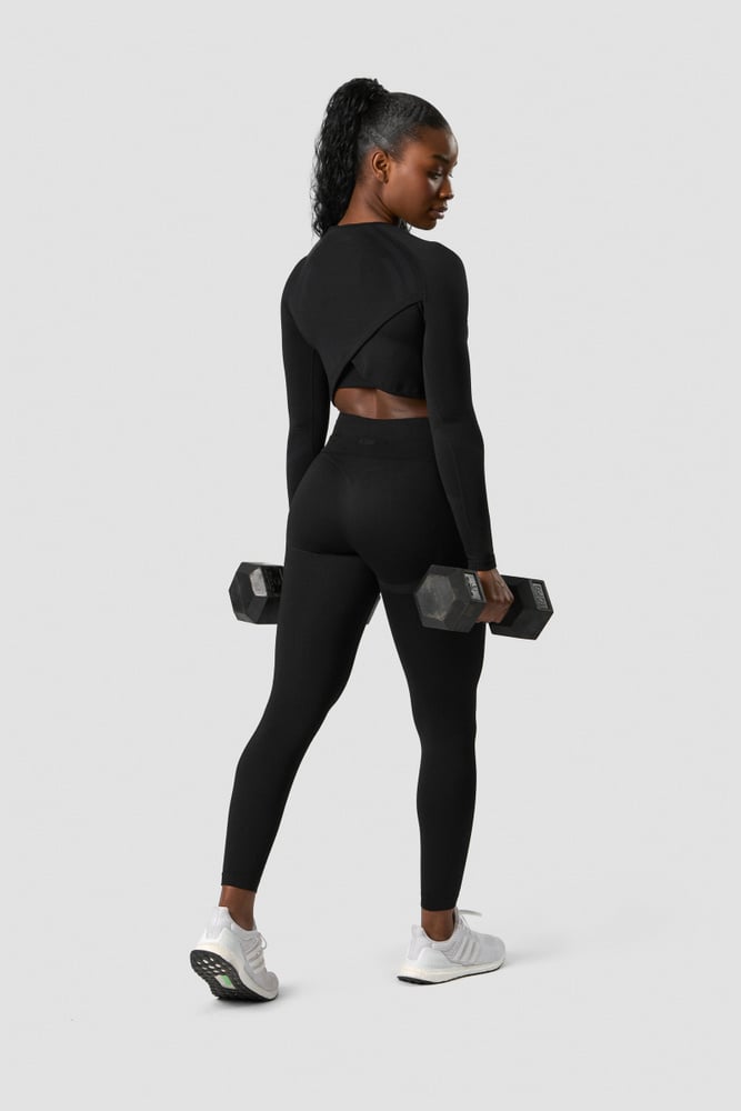 impact seamless ls crop top black