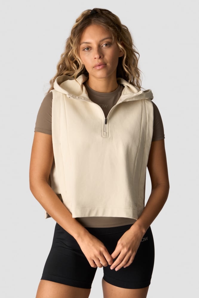 mirage sleeveless hoodie wmn light beige