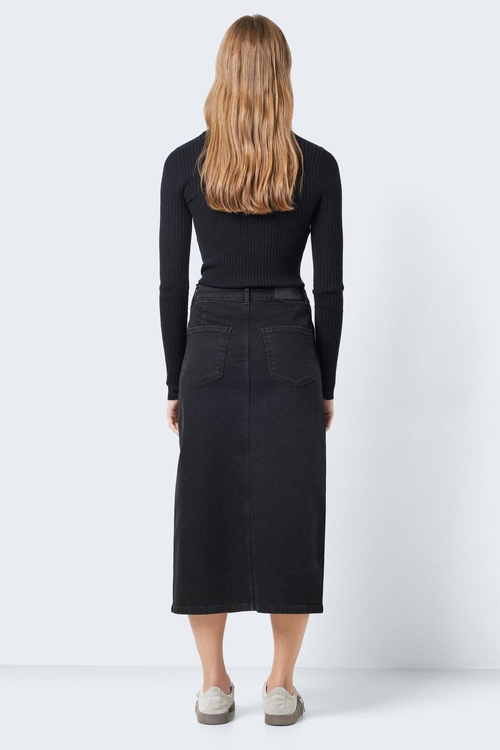 NOISY MAY - Kath Nw Slit Midi Skirt - Black