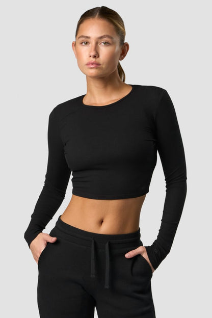 recharge cropped long sleeve wmn black