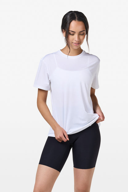 White Relaxed Mesh T-Shirt - for dame - Famme - T-Shirt