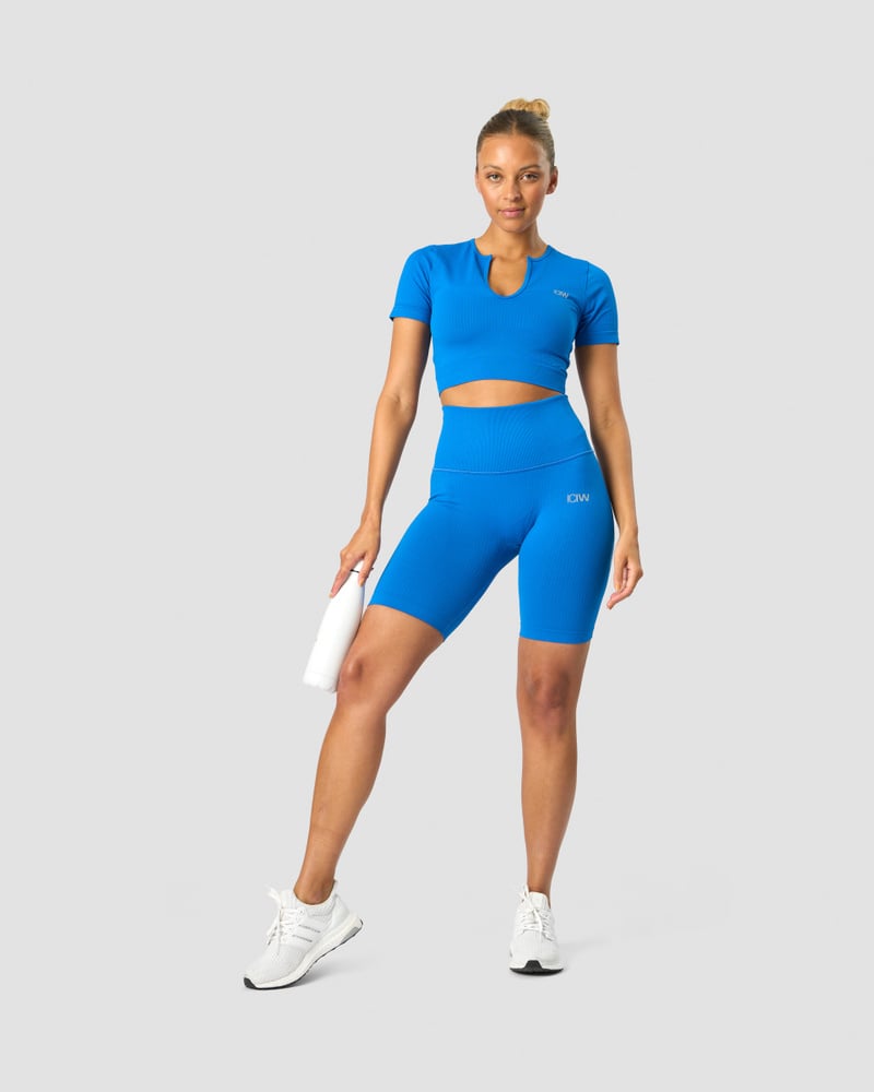 ribbed define seamless pocket biker shorts cobalt blue