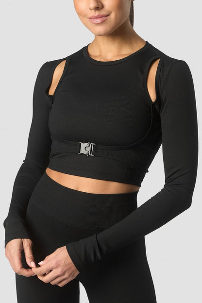 shourai cropped long sleeve wmn black