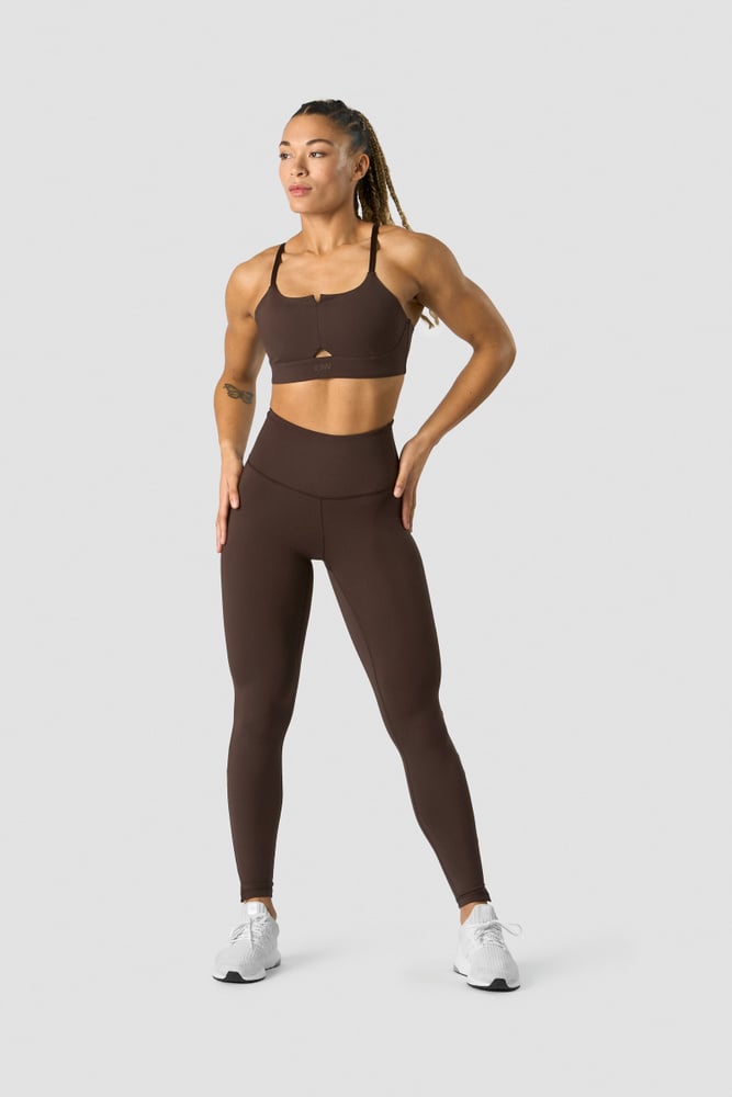 stride strappy sports bra dark brown